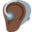 ear with hearing aid, dark skin tone